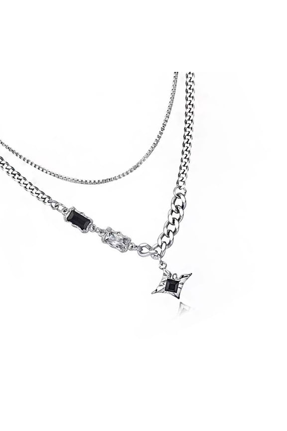 Versatile Double Strand Star Pendant Necklace Streetwear Inspired Mens Jewelry