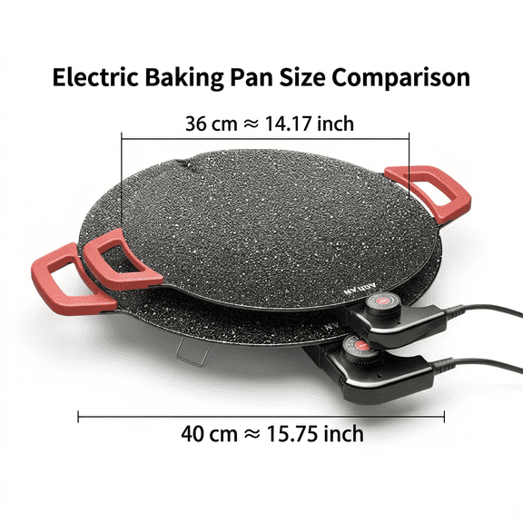 Versatile Electric Griddle: Non-stick, Adjustable Temp. Cook Pancakes, Pizza, BBQ. Fast Heat, Easy Clean. Great for Breakfast, Dinner, Parties. Compact & Portable.