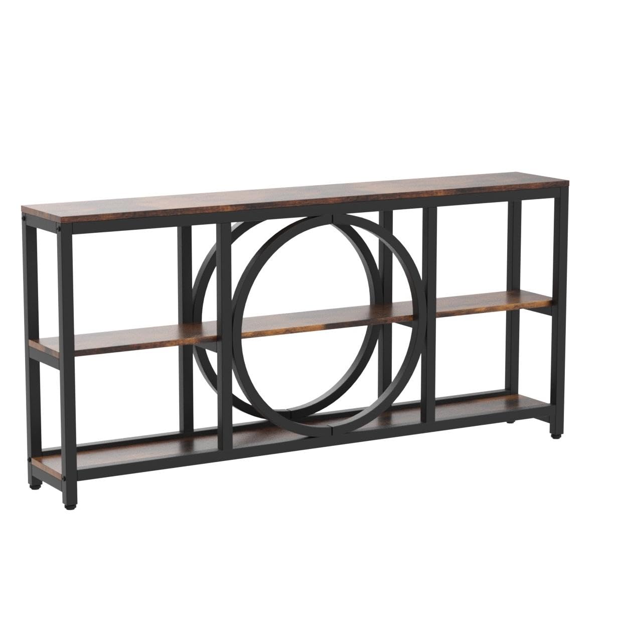 Versatile ExtraLong Console Table with 3Tier Wood Storage Shelves