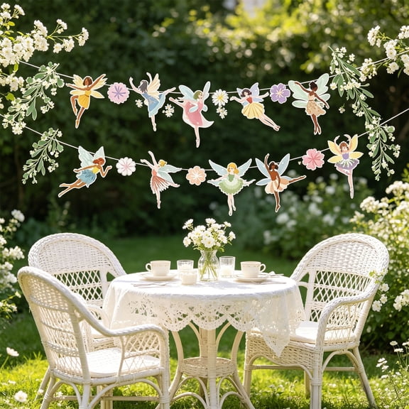 Versatile Floral Themed Garland (98.4 Inch), Spring Party Banner with Fast Scene Decoration, Paper Watercolor Flower Bunting