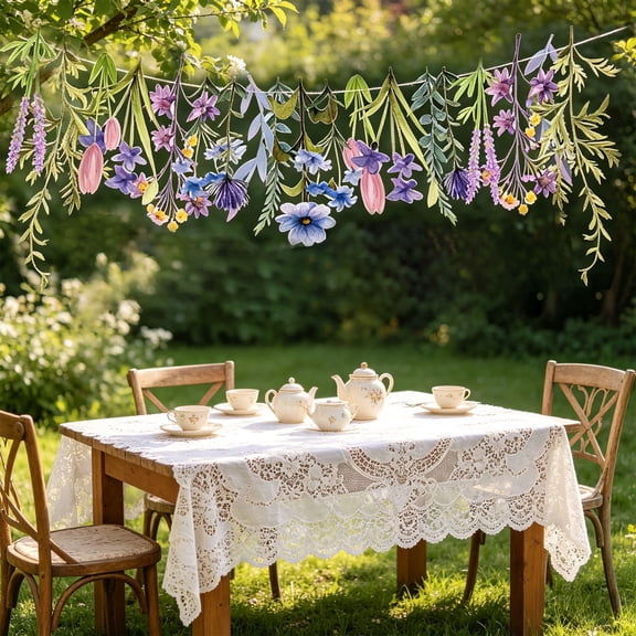 Versatile Floral Themed Garland (98.4 Inch), Spring Party Banner with Fast Scene Decoration, Paper Watercolor Flower Bunting