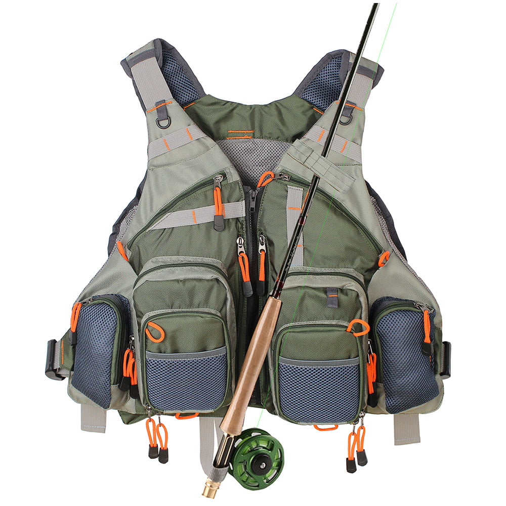 Versatile Fly Fishing Vest Pack with 17 Pockets and Rod Holder