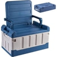 thumbnail image 1 of Versatile Foldable Seatable Car Organizer Box Heavy Duty Storage Bins With Lids Trunk,Durable Plastic,60L Can Store Clothes, Toys Camping Equipment in Large Capacity (blue), 1 of 16