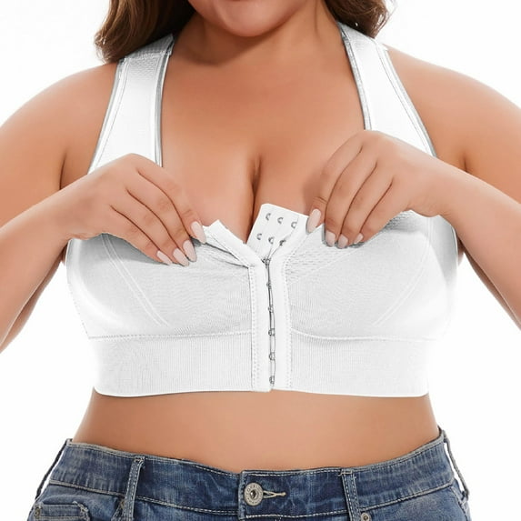 Versatile Front Closure Strapless Bra Everyday Comfort & Casual Wear; Supportive Wire-Free Ideal Push-Up For Smooth Invisible Look(White-L,X-Large)