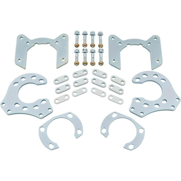Versatile GM Metric Disc Brake Conversion Bracket Set for 1978-Up, Compatible with Ford 9 Inch Rear End, Fits Both 5x4.5 and 5x4.75 Bolt Patterns, Designed for 15 Inch and Larger Wheels Only