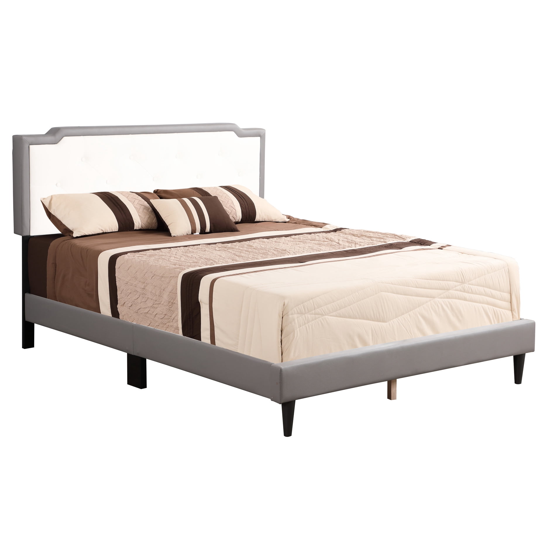 Versatile Grey Queen Bed - 86"d X 63"w 47"h, Built With Springs 47"h 86"d, Upholstery