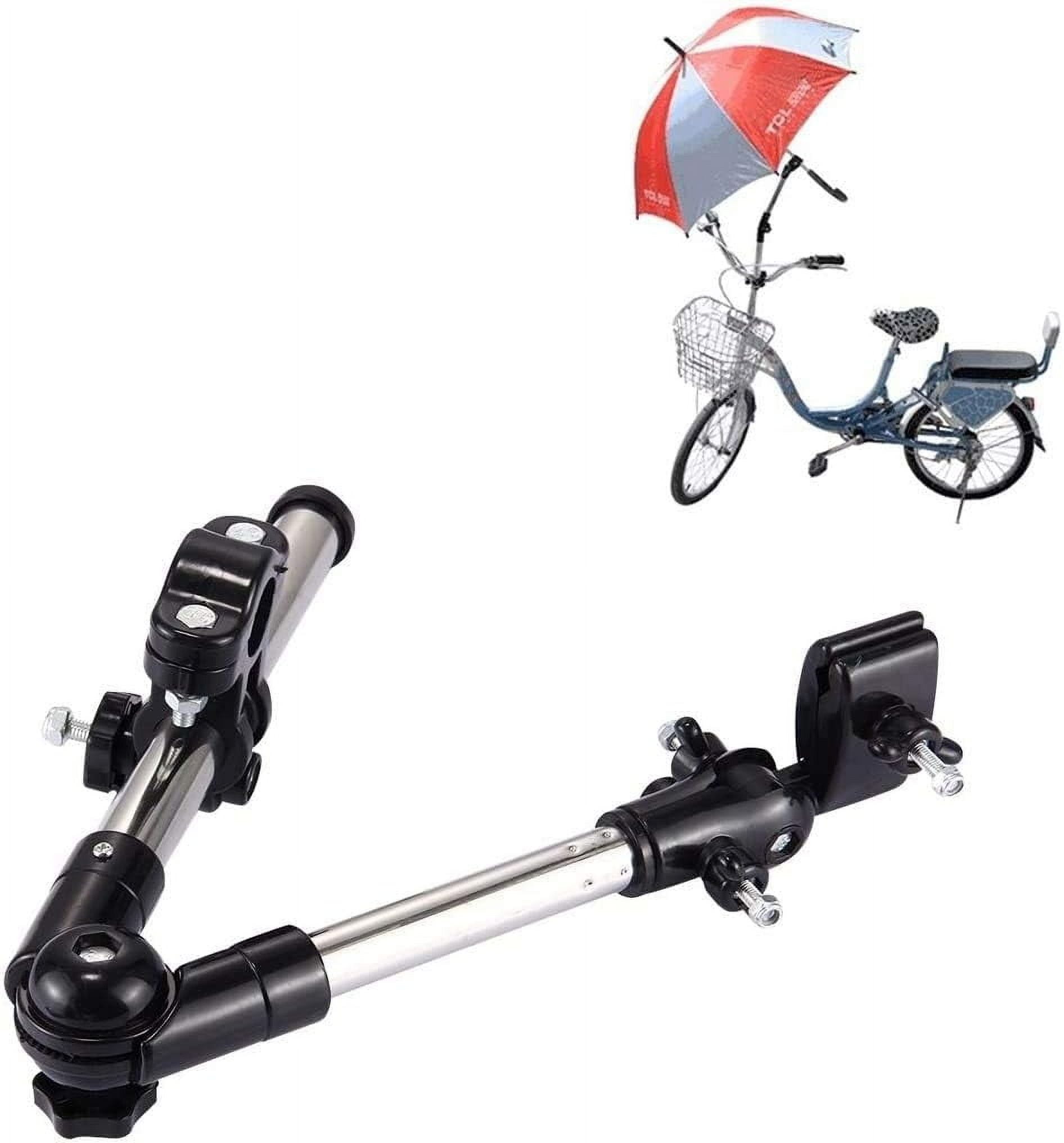 Versatile Hands-Free Bicycle Umbrella Stand, 360 Degree Rotation Telescopic Adjustment For All-Weather Protection On Bikes, Strollers, Wheelchairs & Golf Carts. Multi-Purpose,