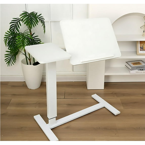 Versatile Height Adjustable Overbed Table with Wheels for Laptop Use - Mobile Rolling Bedside Desk for Comfort
