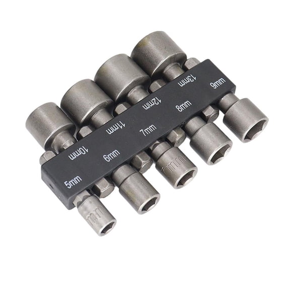 Versatile Hex Socket Nut Driver Set, 9pcs Sleeve Nozzles for Screwdriver Drill, CRV Steel Construction