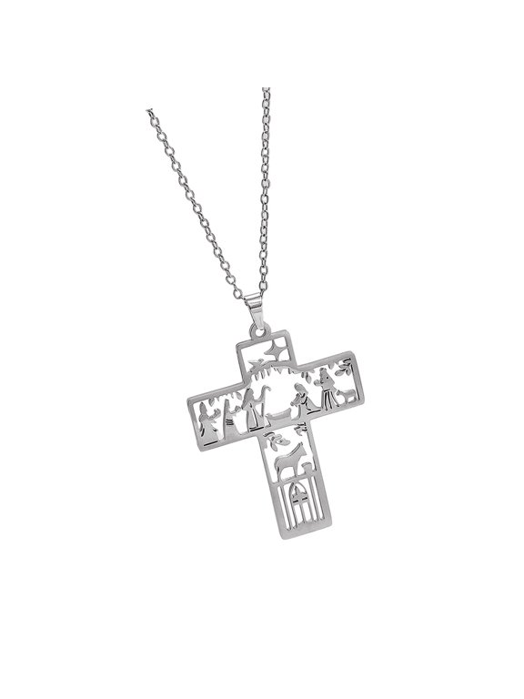 Versatile Hollow Wizard Crosses Necklace For Men And Women Featuring Mystical Design In Stainless Steel