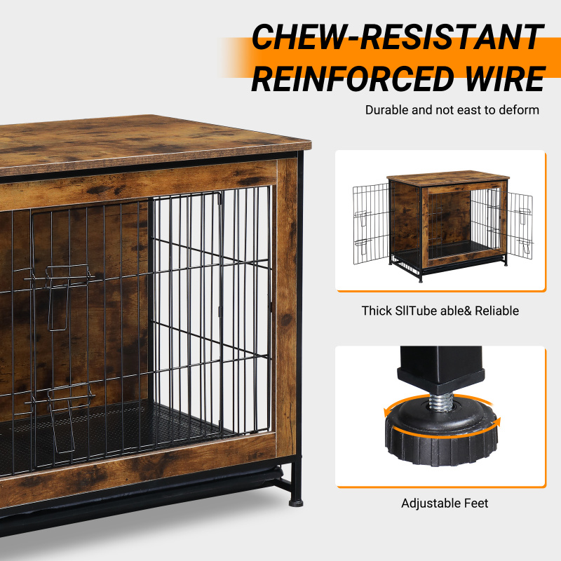 Image showcasing Versatile Indoor Placement Dog Crate Furniture with Cushion, Wooden Dog ...