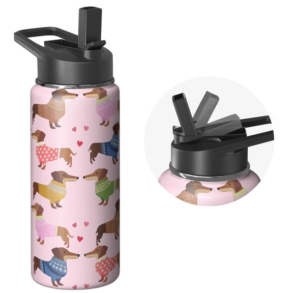 Versatile Insulated Stainless Steel 18oz Sports Dog Water Bottle with Handle Lids - Wide Mouth, Double Wall, Leakproof, Keeps Cold 24Hrs Hot 12Hrs, Gym Flask for Dog Enthusiasts