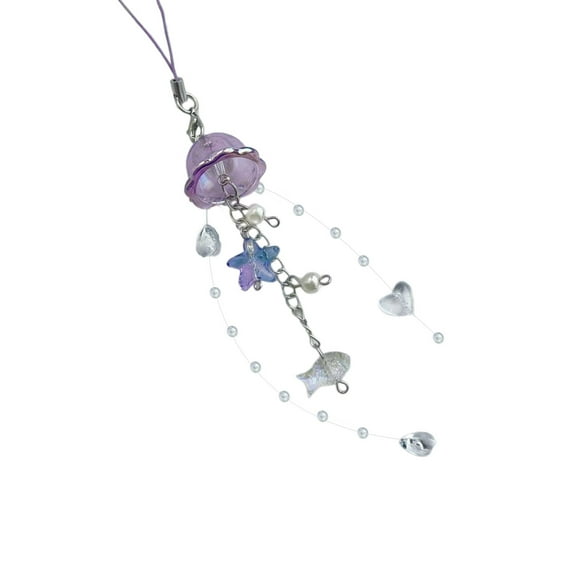 Versatile Jellyfish Phone Charm with Crystals Star Detail Accessory for Keys and Phone Decoration Daily Use Items