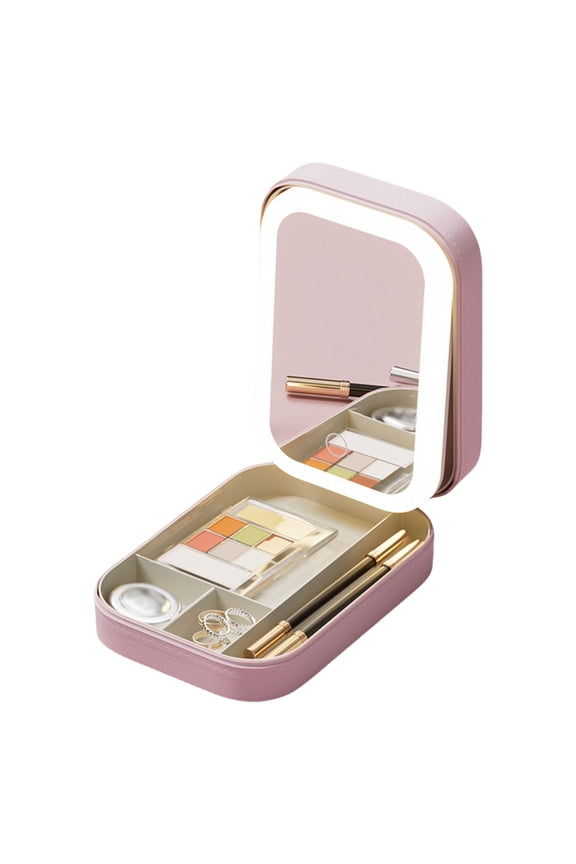 Versatile Jewelry Case With LED Makeup Mirror Essential For Stylish Travelers