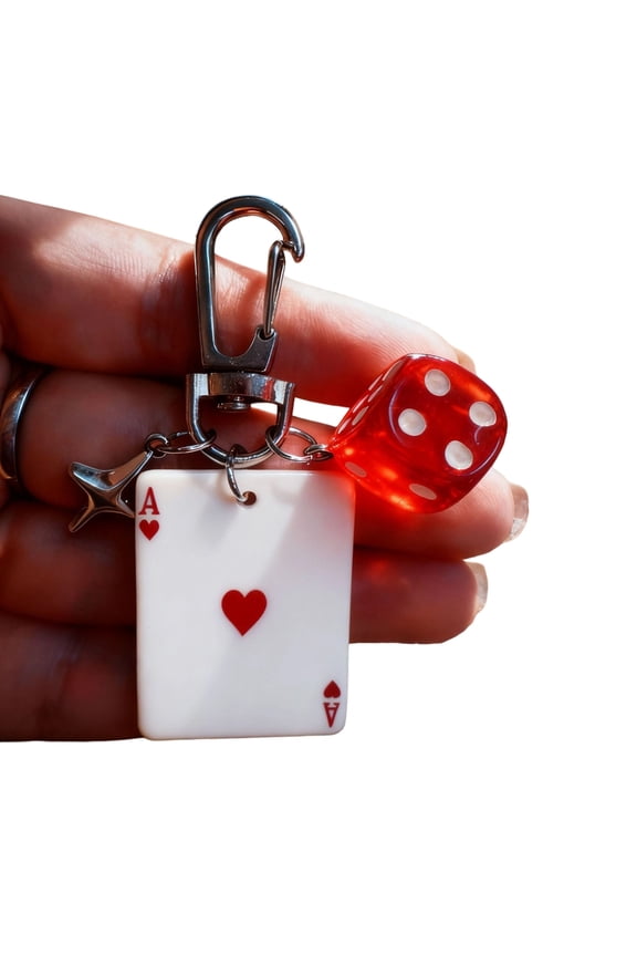 Versatile Keychain with Poker and Game Pendant for Fashionable Carry Items