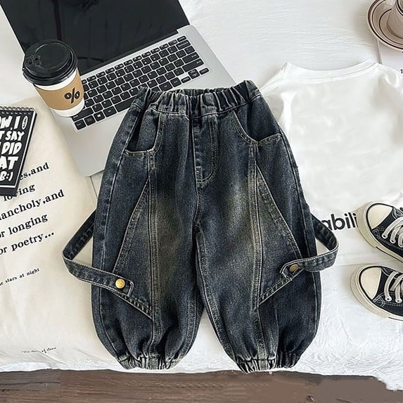 Versatile Kids Jeans Boys Girls Casual Loose Fit Pants for Autumn Season Comfortable Trousers