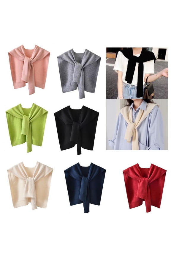 Versatile Knitted Shoulder Shawl for Women - Soft Core Spun Yarn Wrap, Lightweight Costume Accessory (20" x 41")