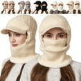thumbnail image 1 of Versatile Knitted Winter Hat and Scarf Set for Women, 2-in-1 Knitted Hooded Ski Mask, Warm Shawl Wrap Head Scarves Pullover Hat (Beige), 1 of 8