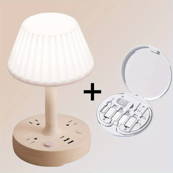 Versatile LED Desk Lamp with Charging Socket 3 Color Modes USB Charging Port Multifunctional Data Cable Ideal for Reading Study Office Home
