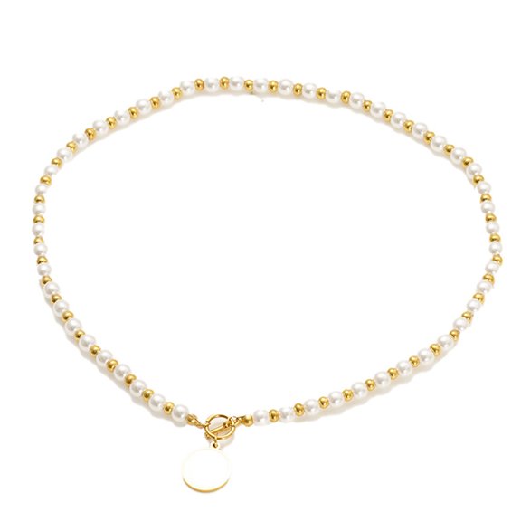 Versatile Layering Geometric Pearls And Shell Pendant Necklace For Multiple Occasions Stainless Steel Fashion Jewelry