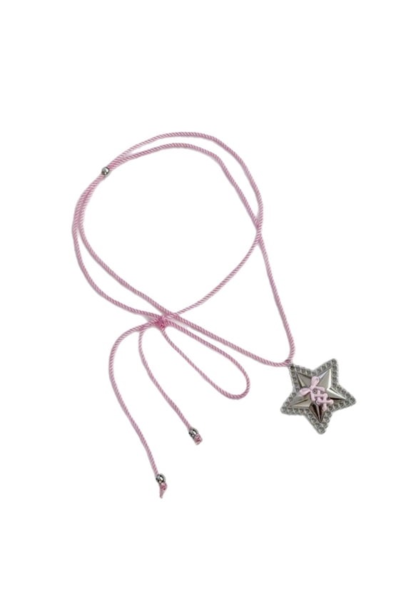 Versatile Layering Jewelry With Five Point Star Pendant On Customizable Nylon Rope Chain Decoration for Trendy Women