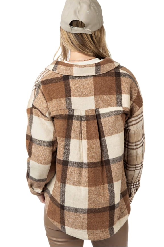 Versatile Long Sleeve Flannel Plaid Shacket - Perfect for Winter Casual Wear - [ZhiHiMeRi] | (US 4-6)S