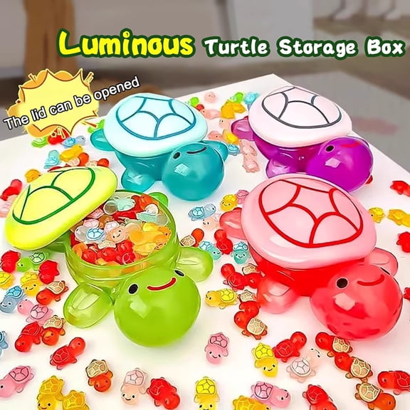 Versatile Luminescent Turtle Shaped Storage Box With Glow-In-The-Dark Lid, Suitable For Organizing And Storing Small Toys Collectibles Home Decor Items, 1Pc Glow-In-The-Dark