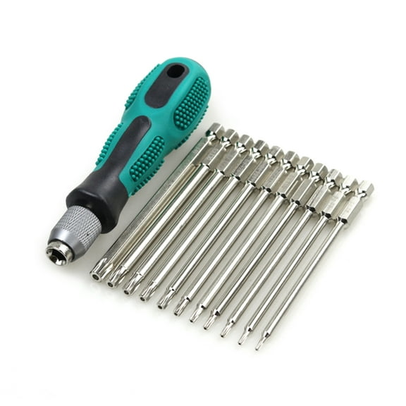 Versatile Magnetic Torx Screwdriver Set/12pcs, with Handle Long Hexagonal Shafts for Electronics ,Office Install