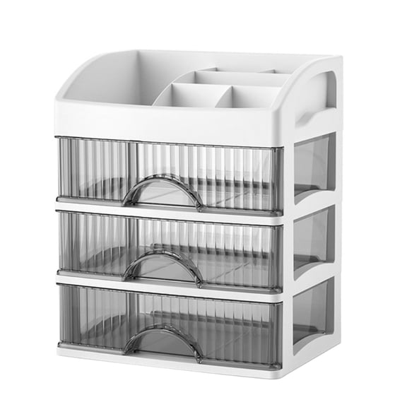 Yiran 4 Tier Cosmetic Storage Cabinet with Black Drawers, White, 1 Set
