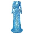 thumbnail image 1 of Versatile Maternity Long Sleeve V Neck Sheer Lace Dress Bodycon Fit Trailing Train for Various Formal Activity, 1 of 8