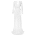 thumbnail image 1 of Versatile Maternity Long Sleeve V Neck Sheer Lace Dress Bodycon Fit Trailing Train for Various Formal Activity, 1 of 9