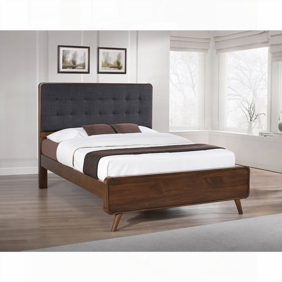Carson Carrington's Dark Walnut Queen Platform Bed with Modern Design