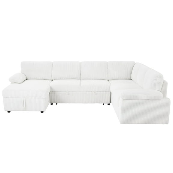 Versatile Modular Couch For Apartment - Corduroy Upholstered Deep Seating And Sleeper Left Oversized Home Seat With Storage Sectional