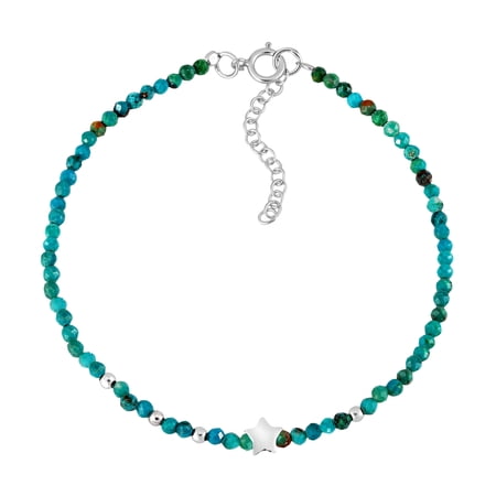 Versatile Night Star Sterling Silver and Green Malachite Charm Bracelet