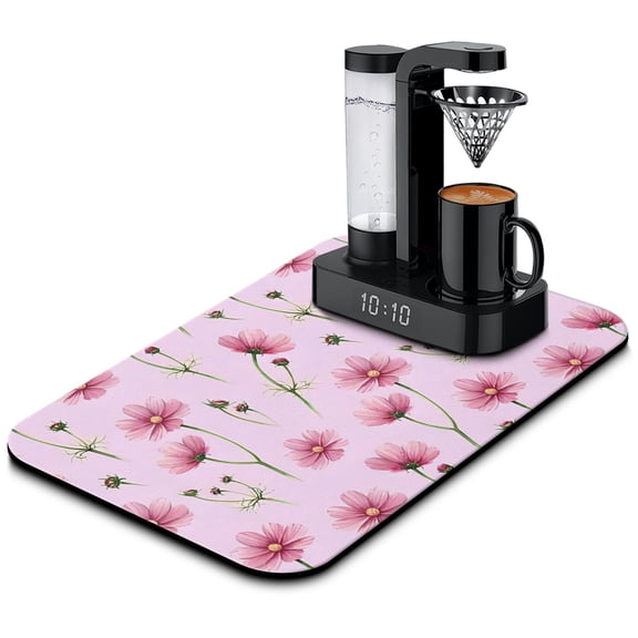 Versatile Non-Slip Coffee Drying Mat (19.5x12) Reversible, Absorbent & Heat Resistant Diatom Mud Mat for Kitchen Counters, Collapsible for Convenient Storage
