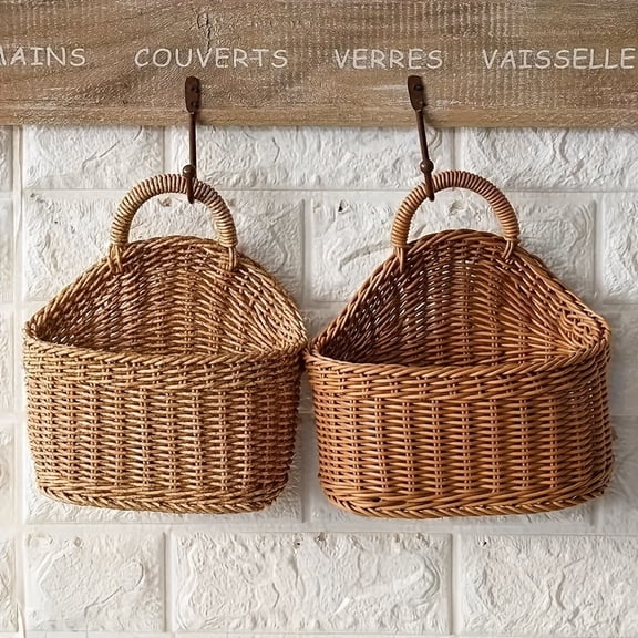 Versatile Nordic-Style Woven Basket - Portable & Decorative for Kitchen, Snacks, Vegetables & Flowers Storage | Ideal for Home Organization & Display, Hotel Supplies, Hanging Basket, Shelf Baskets