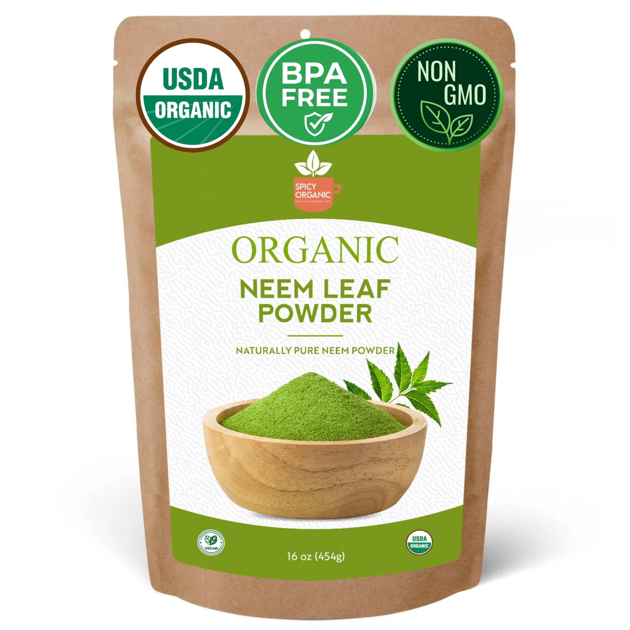 Spicy Organic Neem Powder, USDA Certified, Natural Antibacterial