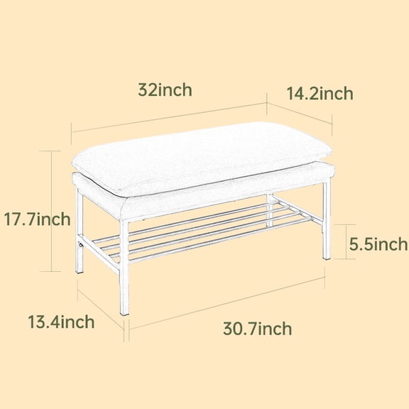 Versatile Ottoman Bench | Used as Hallway Bench, Table Seat | Metal Legs for Sturdiness | Solve Multiple Seating Scenarios