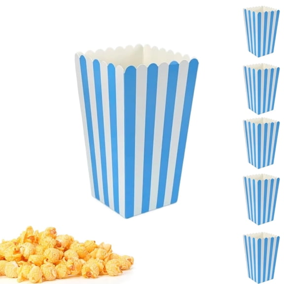 Versatile Paper Containers,2.8x2x4.5In Stripes Snack Buckets,Blue Family Movie Night Boxes,QZS Party Supplies for Office,Outdoor,50pcs
