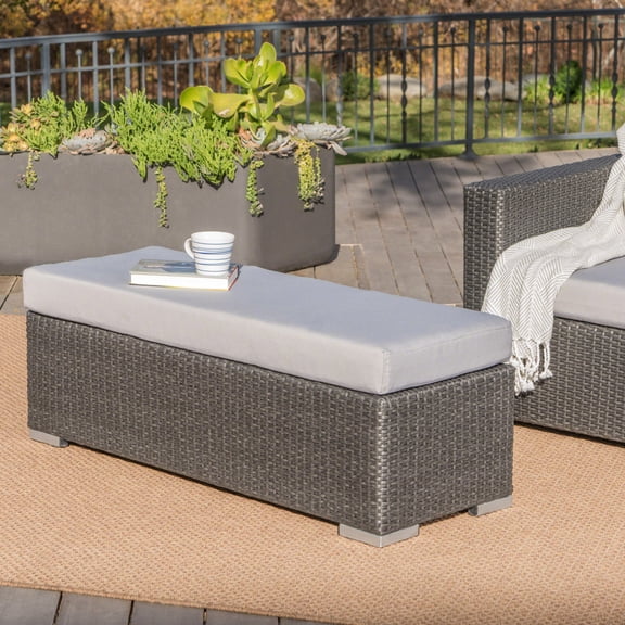 Versatile Patio Picnic Bench - On Iron Frame, 17.15 Lb Weight Comfortable Foam Cushion With Detachable Cover, 45.15 In Long