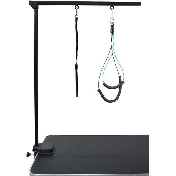 Versatile Pet Grooming Arm, Foldable with Clamp, Height Adjustment up to 35 Inch, Anti-Oxidation Surface, Includes Loops & No-Sit Haunch Holder