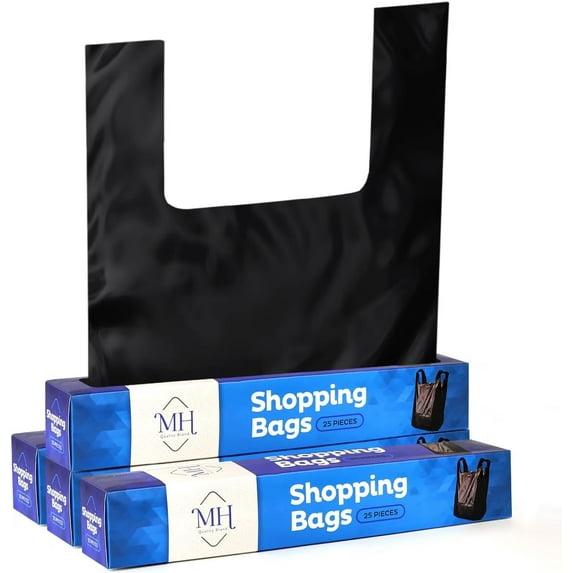 Versatile Plastic Bags for Home and Small Businesses - MH Black Bags with Handles, 100 Count