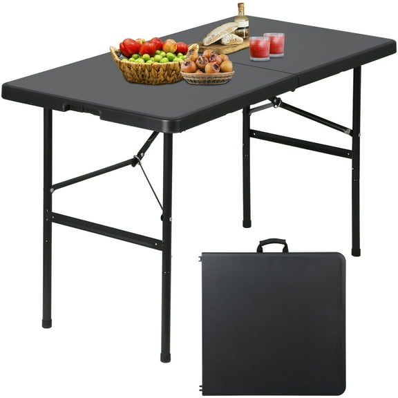 Versatile Plastic Folding Table for Indoor & Outdoor Use — Ideal for Picnics, Camping, Parties, and Daily Use | Available in 4 FT Rectangular Black
