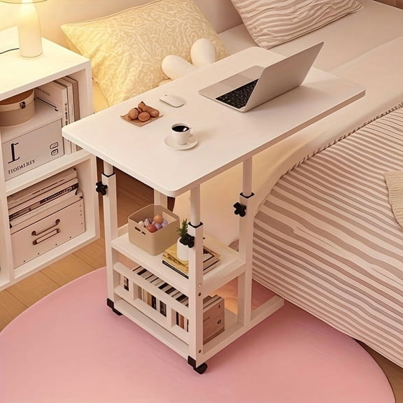 Versatile Portable Computer Desk with 360-Degree Rotating Wheels, Adjustable Height Writing Desk for Home, Bedroom, or Living Room, Ideal for Students and as a Gift