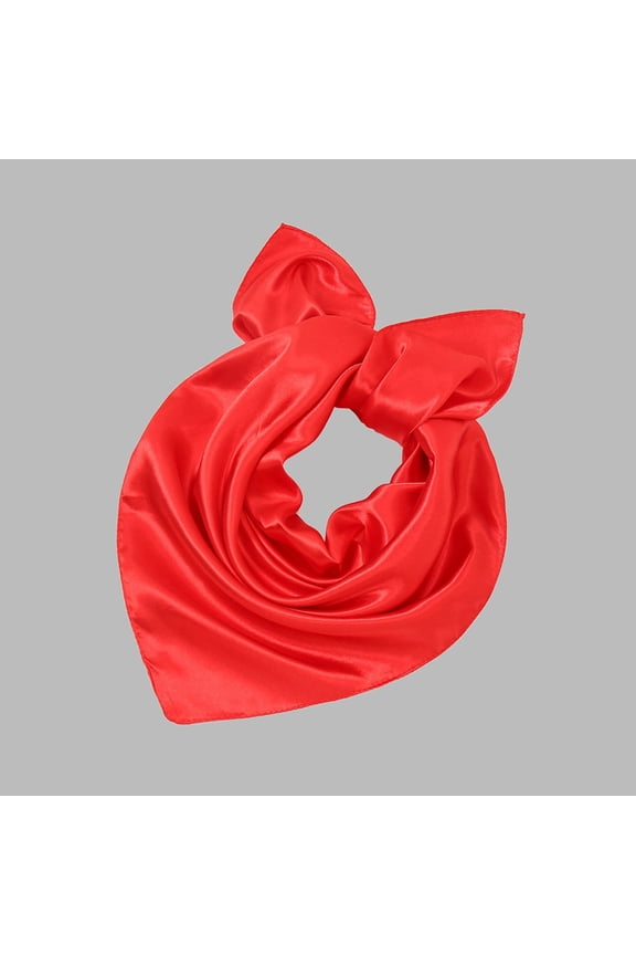 Versatile Pure Solid Neck Scarf All Season Fashion Accessory Square Satin Wrap for Women Work Holiday Performance Decoration Red One Size