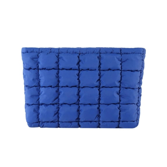 Versatile Quilted Nylon Makeup Bag - Small Travel Cosmetic Organizer Pouch - Soft Puffy Storage Case for Women - 10.43x6.5x2.17 inches - Stylish Gift for All Occasions