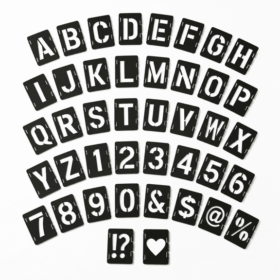 Versatile Reusable Plastic 2 Inch Letter Stencils, 42 Pcs Alphabet Numbers Symbols Interlocking Stencil Kit for Painting on Wood, Wall, and Fabric, DIY Projects