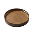 thumbnail image 1 of Versatile Round Bamboo Serving Tray with Handles Durable Storage Solution for Home, Kitchen, and Parties, 1 of 7