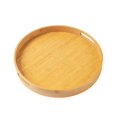 thumbnail image 1 of Versatile Round Bamboo Serving Tray with Handles Durable Storage Solution for Home, Kitchen, and Parties, 1 of 9