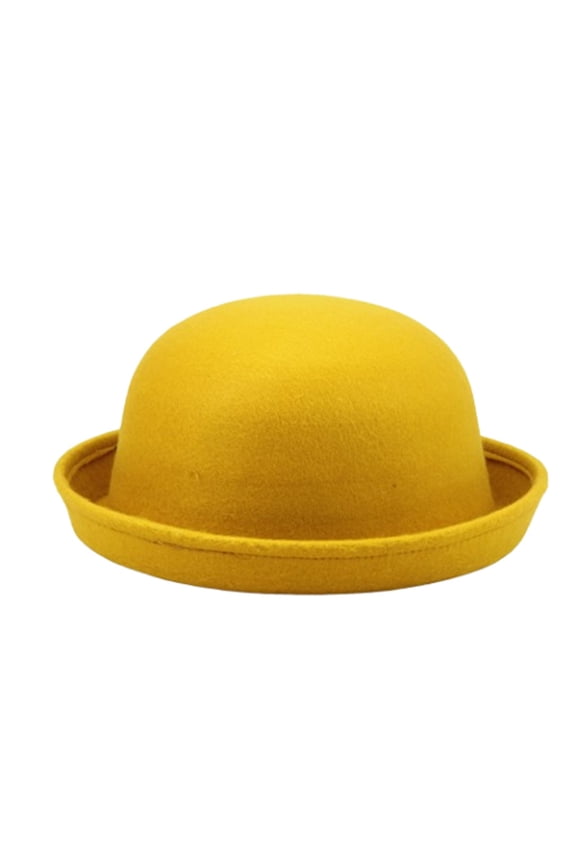 Versatile Round Top Hats Adult Flat-top Fedora Pure Color Imitation Jazz Hat Wide Brim Ladies Elegant Round Hat Bowler Hats